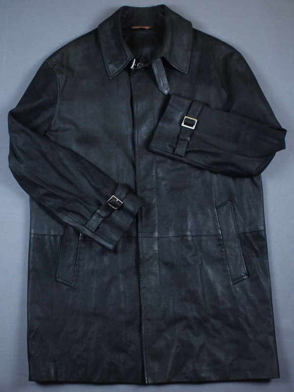 Seraphin Manufacture Mens Goat Leather Long Coat Size L - Xl / Large Black