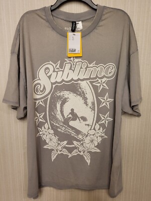 Sublime x Divided Mens 2XL Gray T-Shirt Distressed Faded Look Surfing New