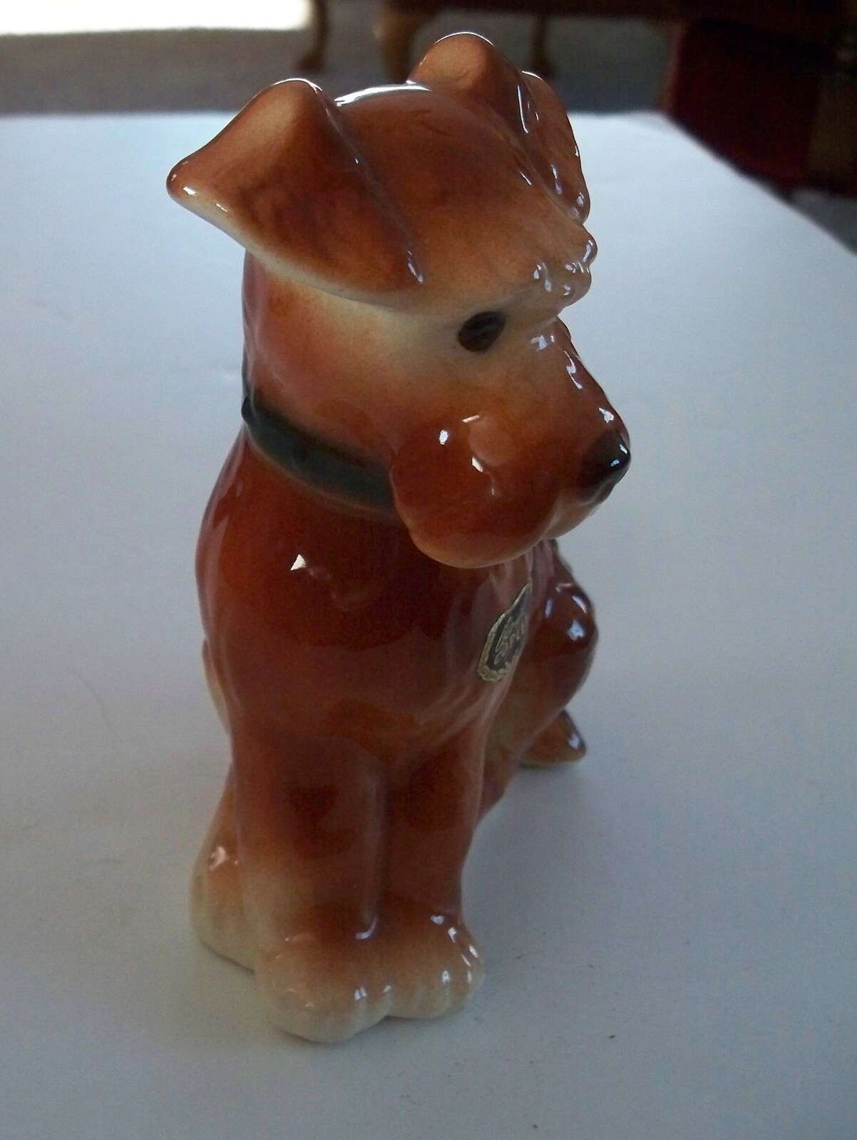 Vintage Royal Copley Terrier Dog Figurine w/sticker Schnauzer? gorgeous