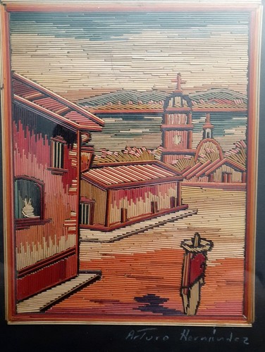 絵画 70s Mexico art 絵画 70s Mexican pair art Vintage Vibrant Framed Scenic
