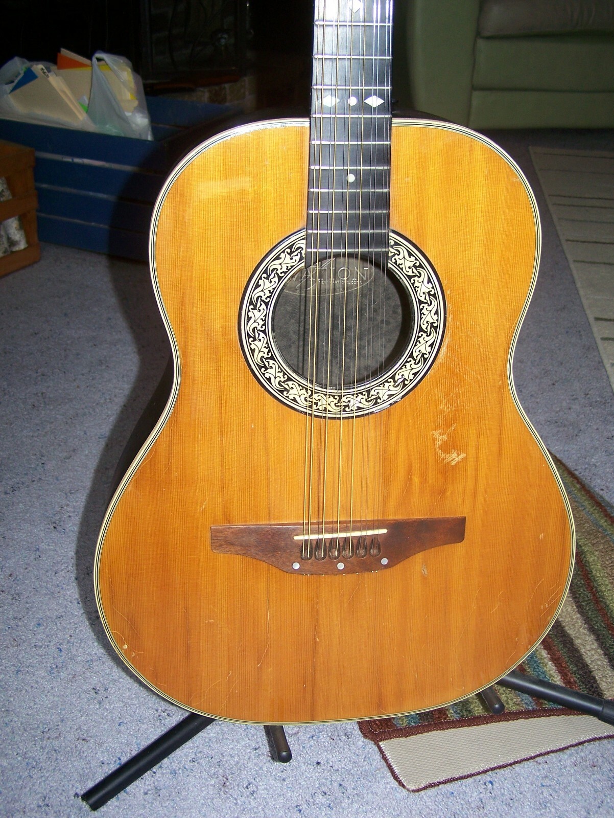 Ovation 1115-4 12 String Acoustic Guitar New Strings Large Ovation 1115-4 12 String Acoustic Guitar New Strings Large
