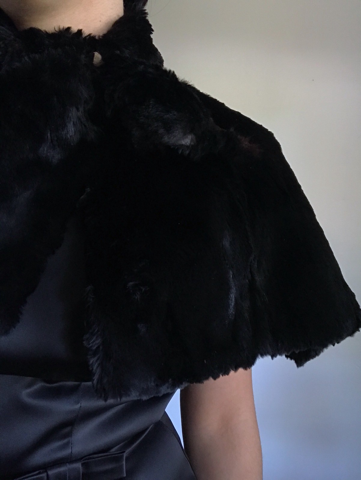 Black Fur Capulet Cape Victorian Gothic Antique Edwardian Collar