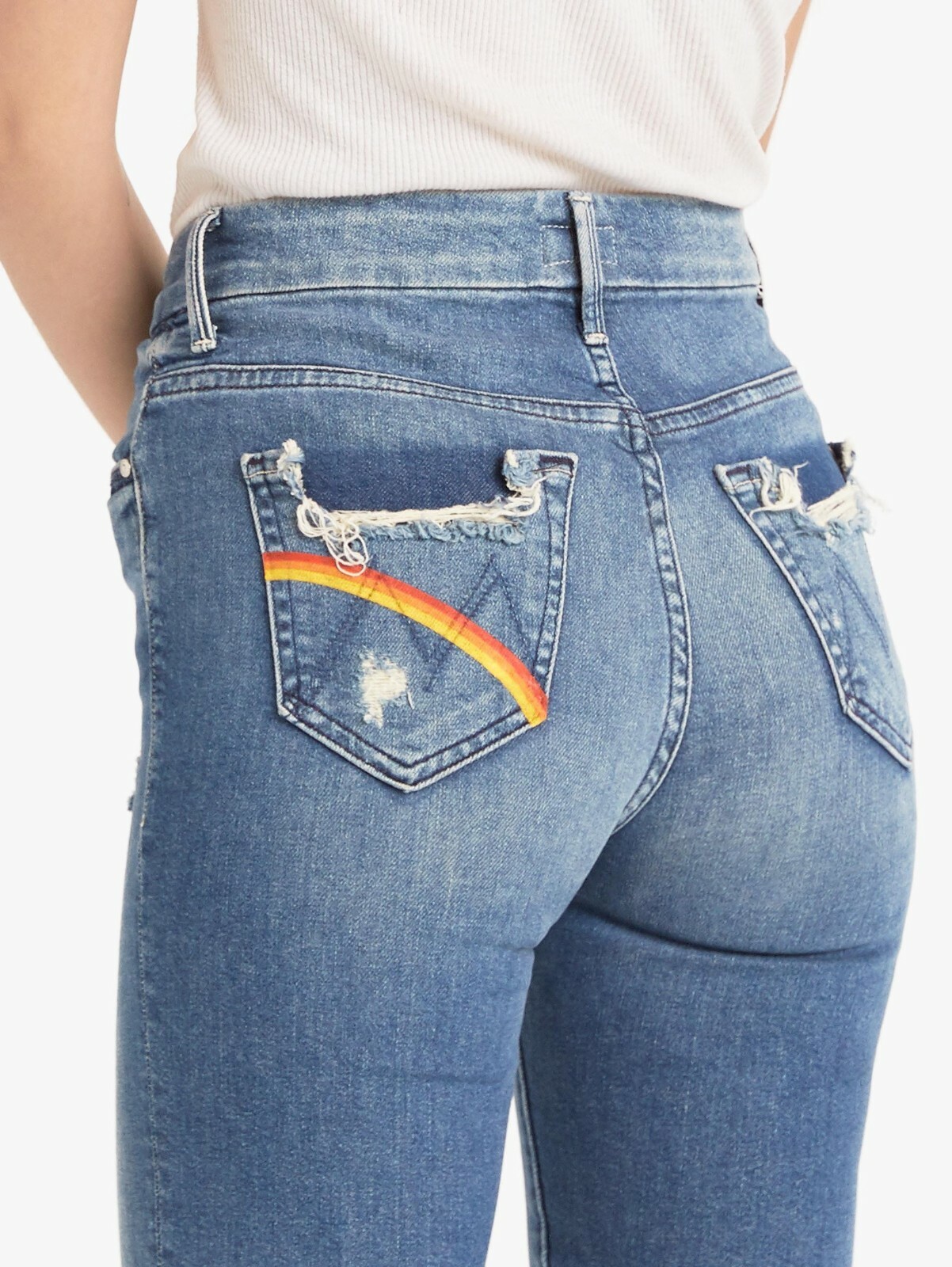 Pre-owned Mother Denim High Waisted Looker Ankle Chew, Learning To Hula $248