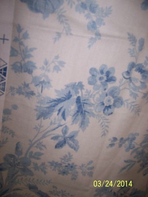 Vintage Sewing Craft Drapery Decorator Fabric RALPH LAUREN Blue Floral Toile BTY
