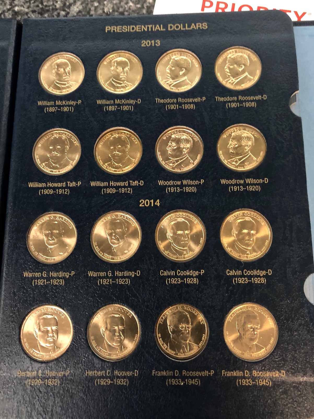 Presidential Dollars Set Partial  P&D (59) Uncirculated coins Whitman Folder