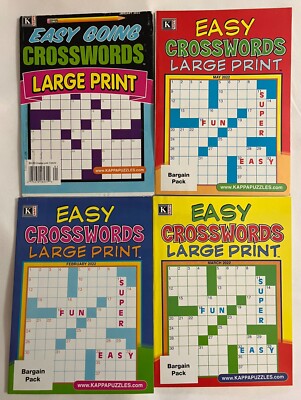 Lot of 4 Kappa Easy Going Crosswords Large Print Puzzles Books 2022