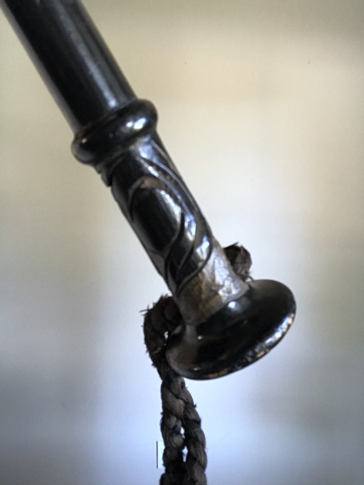 Black Parasol Sun Umbrella Cotton Halloween Gothic Antique Carved Wooden Handle