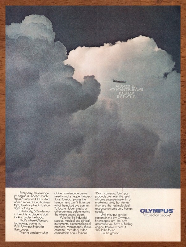 1999 Olympus Airplane Technology Vintage Print Ad/Poster Flying 90s Pop
