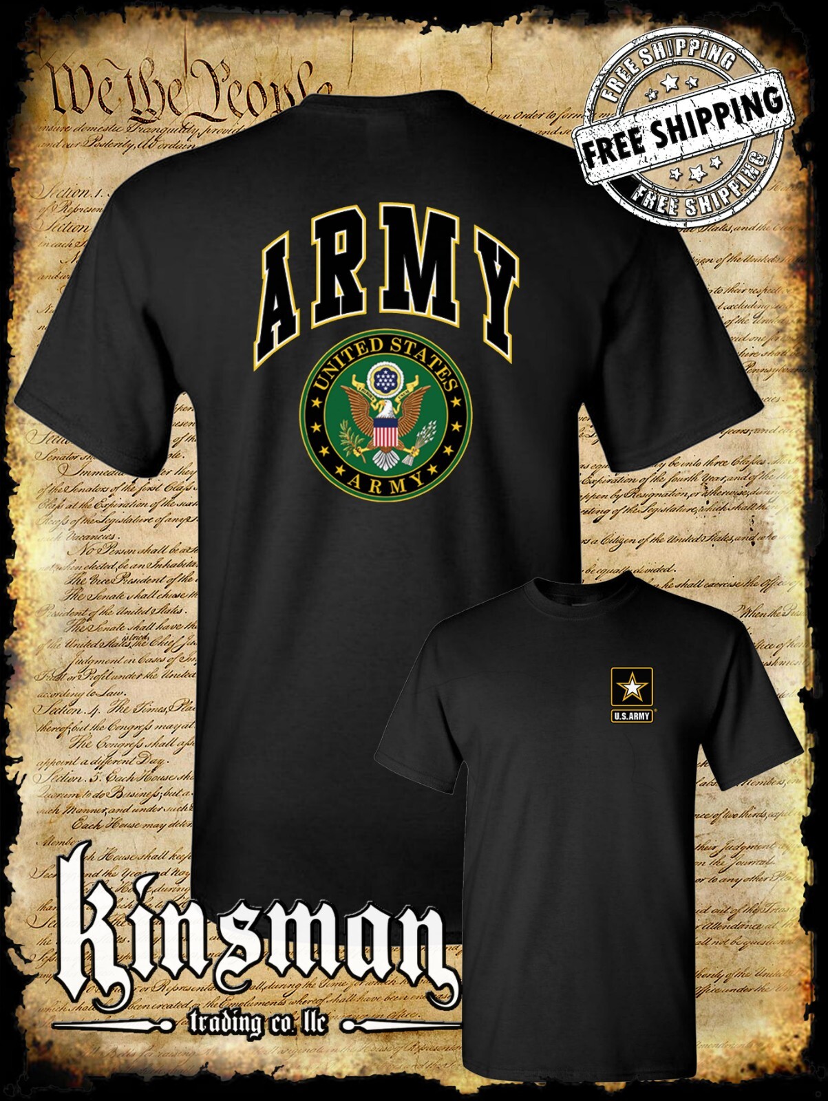 US Army Seal 2-Sided T-Shirt Official Licensed Military