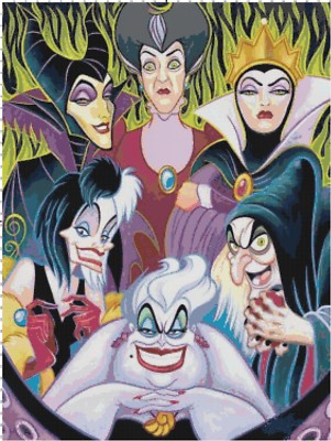 Cartoon Villains Snow White Cinderella Maleficent Ursula Cross-Stitch Pattern