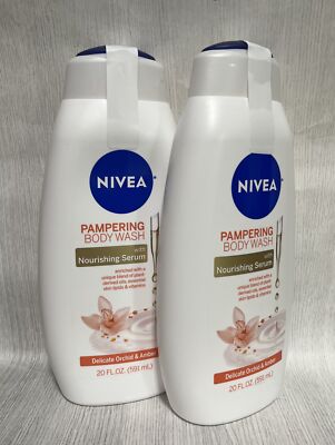2-Pack Nivea Pampering Body Wash, Delicate Orchid & Amber, 20 fl oz Each