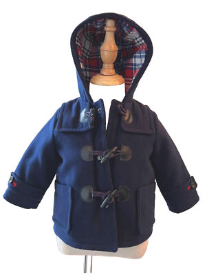 Baby Gap Peacoat Navy 6-12 Mth Red Quilted Interior Hood NEW W/Tags