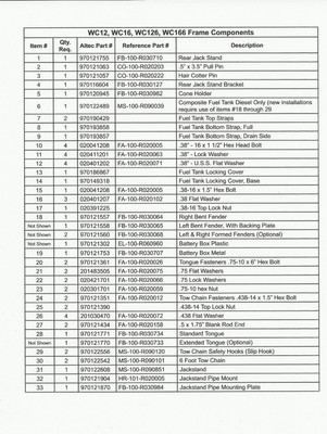 Altec/Woodchuck WC13,WC126,WC16,WC166 Brush Chipper Parts Manual