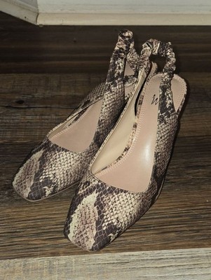 Impo Snake-Print Slingback Pumps - Beige Brown