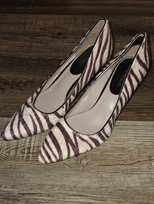 Nine & Co. Zebra Print Pointed Pumps in Cream and Purple