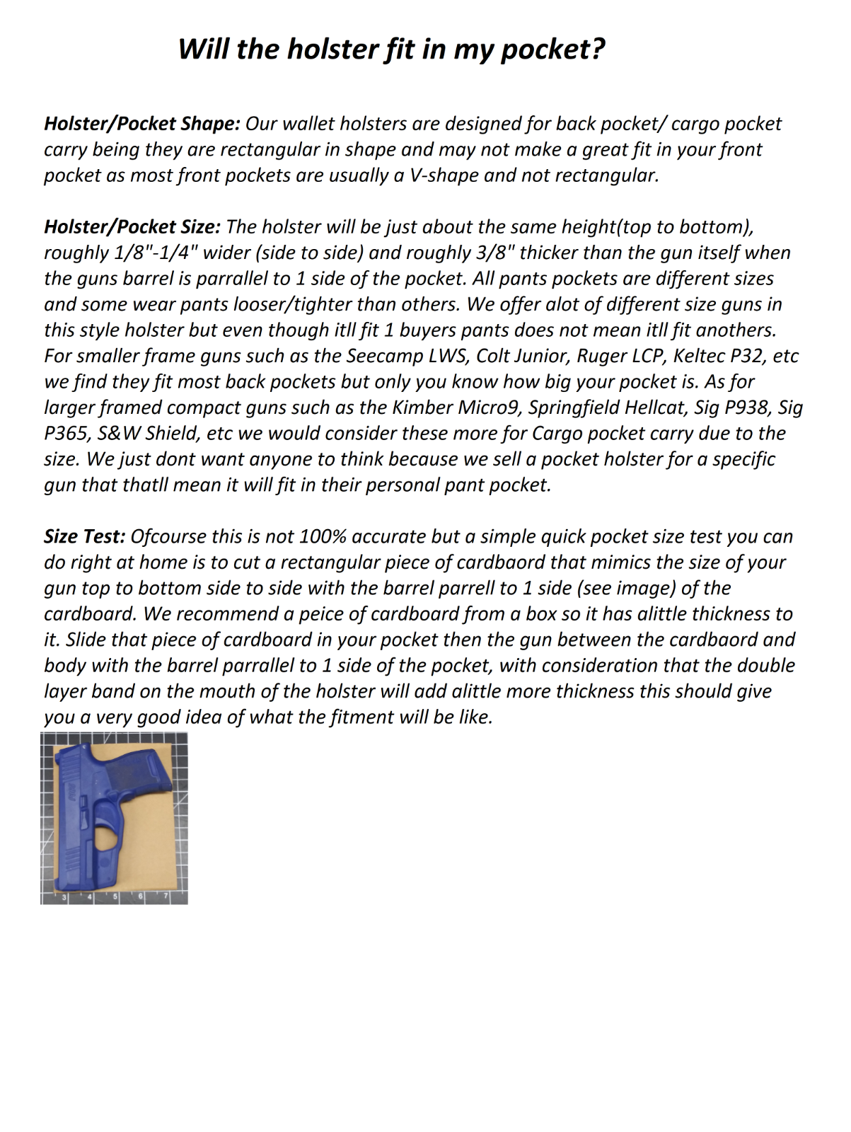 J&J RUGER LCP MAX 380 FORMED WALLET STYLE PREMIUM LEATHER POCKET HOLSTER