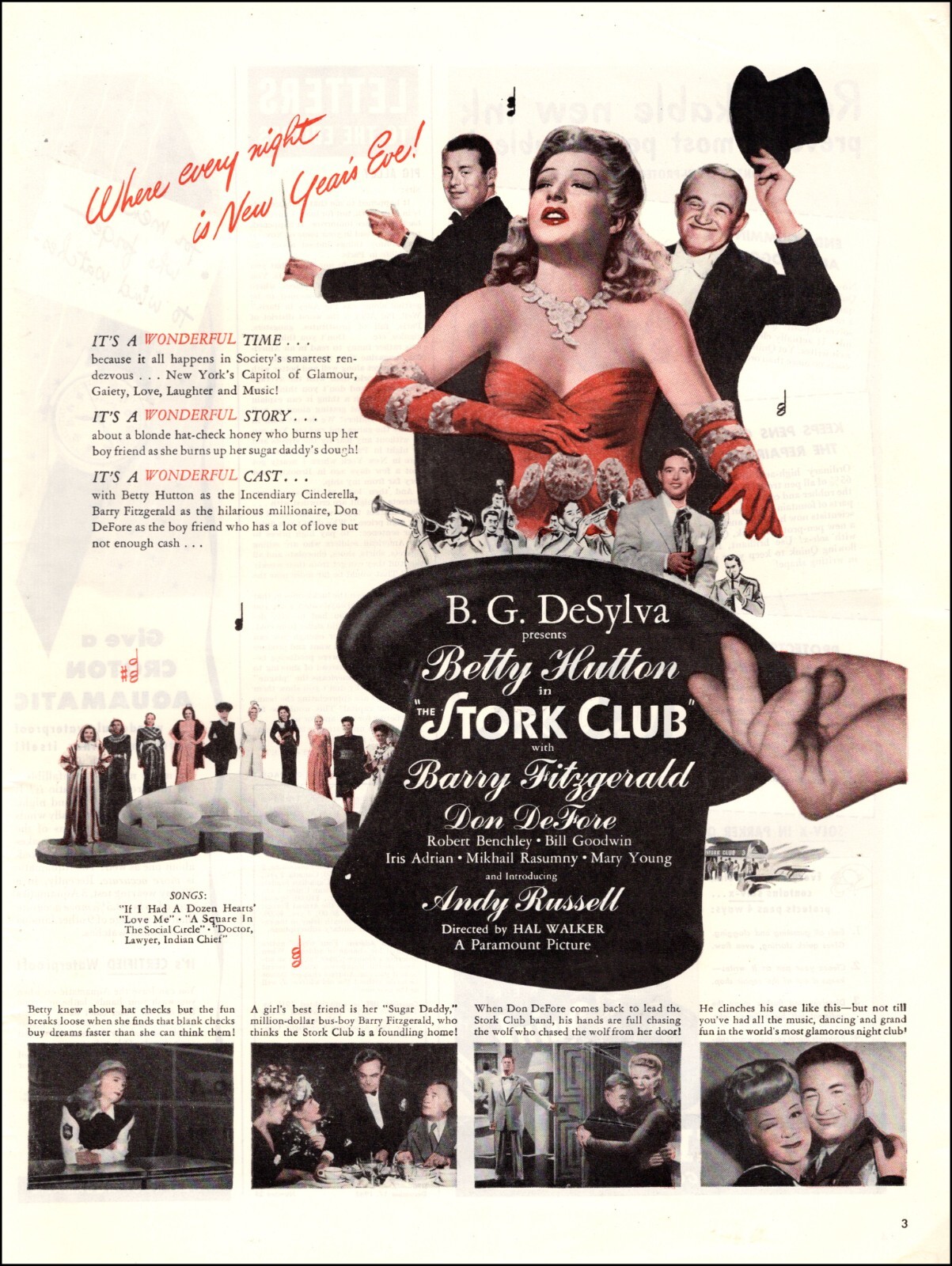 Breathtaking Bethanien in 2012/ポスター 1945 Vintage Movie AD for in The STORK CLUB w/ Betty Hutton