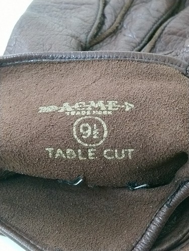 Vintage 1950's Acme Leather Gloves, Table Cut, 9 1/2