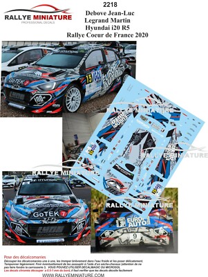 DECALS 1/43 REF 2218 HYUNDAI I20 DEBOVE RALLYE COEUR DE FRANCE 2020 RALLY