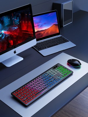 Wireless Keyboard and Mouse Backlit, Quiet Lighted Keys, Tilt Legs, Recha... New