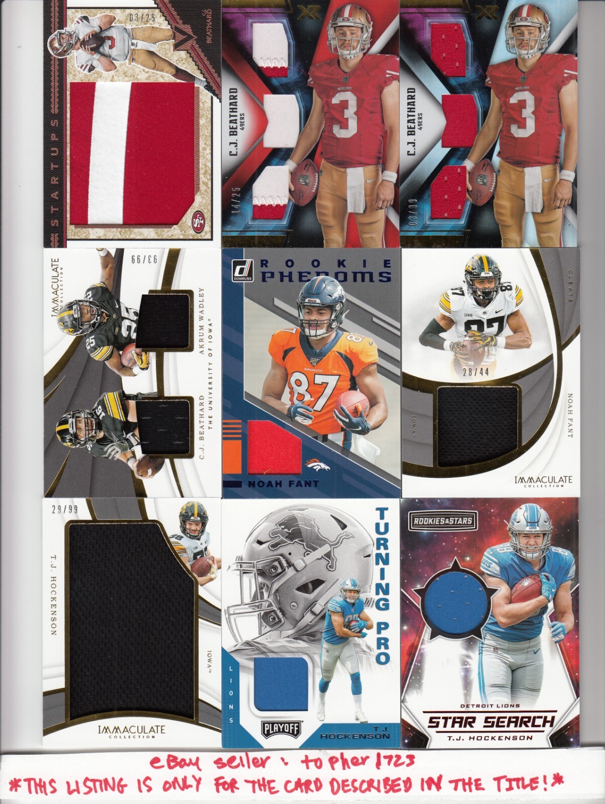 2017 Panini XR Orange C.J. BEATHARD Triple Patch Jersey /25