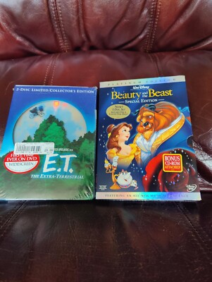 2 DVD'S BEAUTY  AND THE BEAST 2 DISC SET. ET 2 DISC SET NEVER OPENED