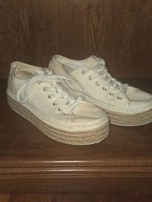 H&M Cream Platform Lace-Up Espadrille Sneakers
