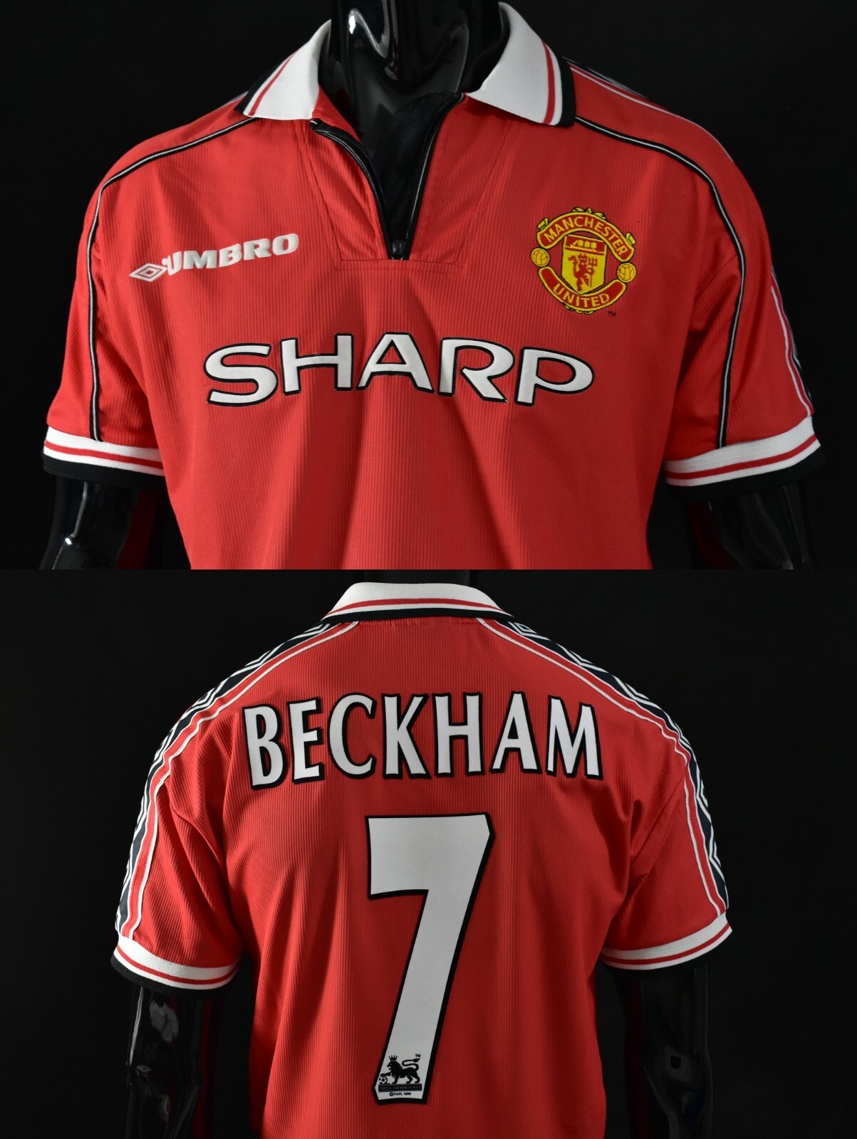 1998-00 UMBRO Manchester United Home Shirt Beckham SIZE M 1998-00 UMBRO Manchester United Home Shirt Beckham SIZE M
