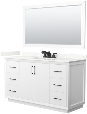 Wyndham Collection WCF414160S-QTZ-US3M58 Strada 60'' - White / Giotto Quartz Top