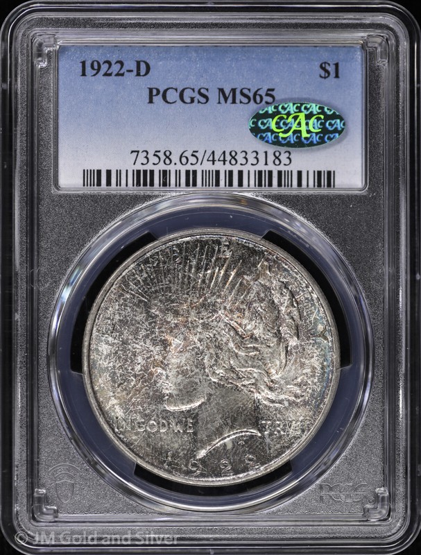 1922-D $1 Peace Silver Dollar PCGS MS 65 CAC |