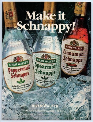 HIRAM WALKER Schnapps MAKE IT SCHNAPPY 1983 Print Ad 8''w x 11''t