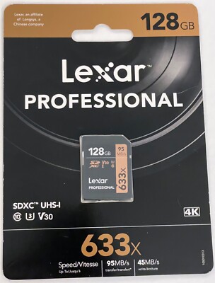 Genuine Lexar 128GB 128G SD SDXC Memory Card 633X Class 10 UHS-1 95MB/s 4K Video