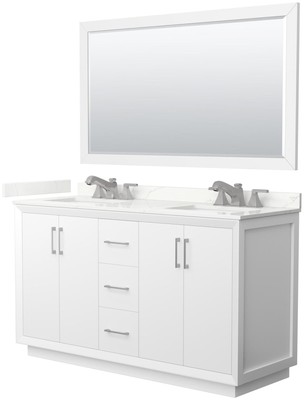 Wyndham Collection WCF414160D-QTZ-US3M58 Strada 60'' - White / Giotto Quartz Top