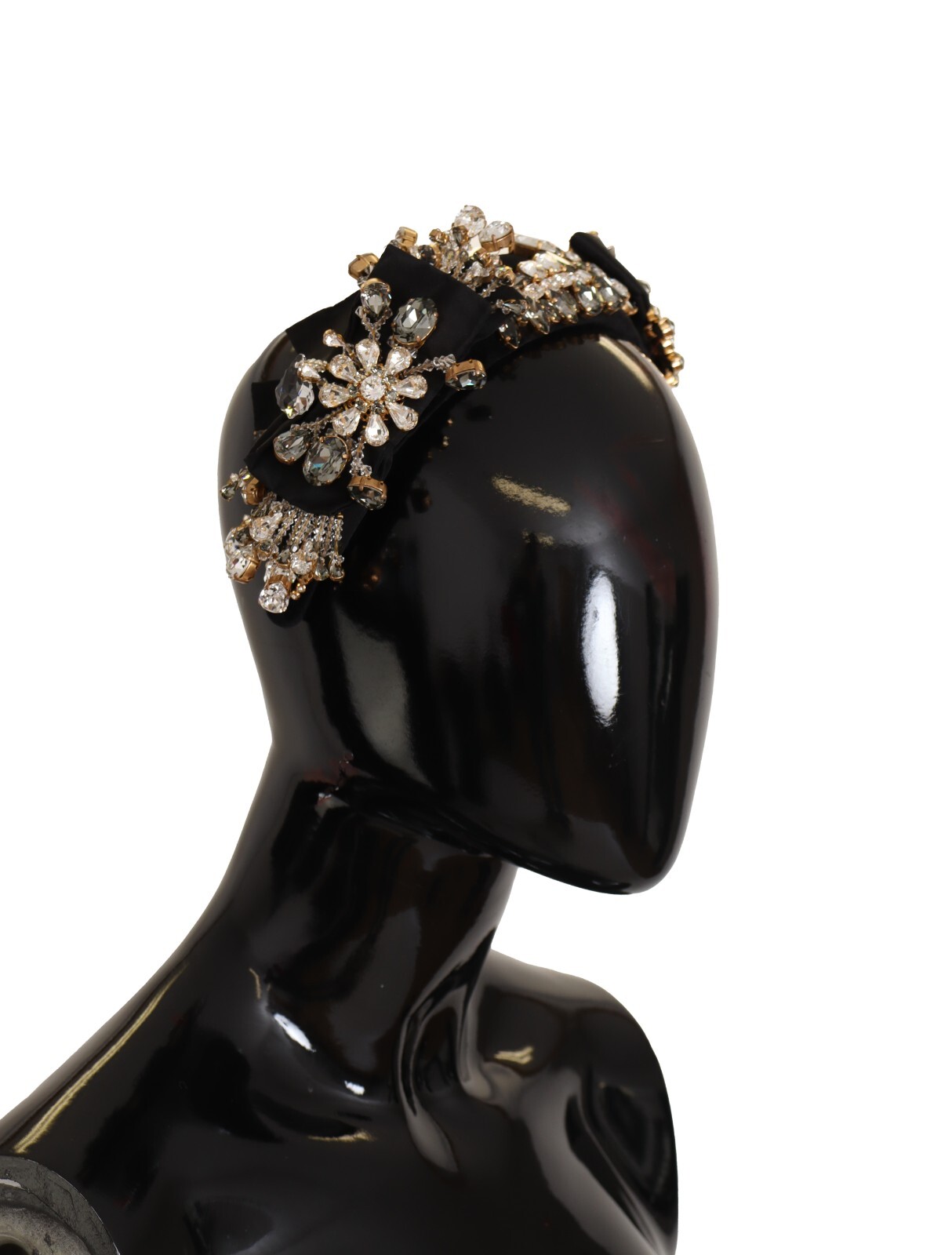 

DOLCE - GABBANA Повязка на голову с прозрачными кристаллами и шелковой диадемой Fiocco. Рекомендуемая розничная цена — 4900 долларов США., Ясный