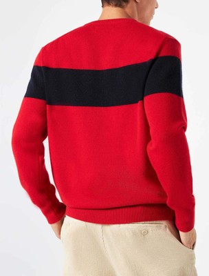 Pre-owned Mc2 Saint Barth Man Sweater With Apres Ski Lettering In Red