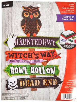 Felt Applique Wall Hanging Kit, Halloween Street Sign, Perfect for DIY Arts a...