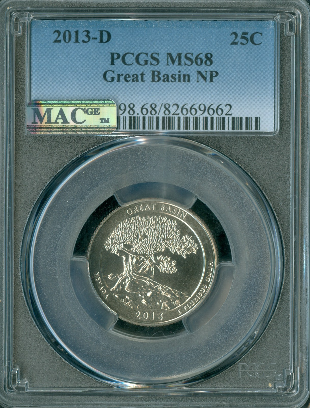2013 D GREAT BASIN PARK QUARTER PCGS MS68  MAC FINEST & SPOTLESS  .