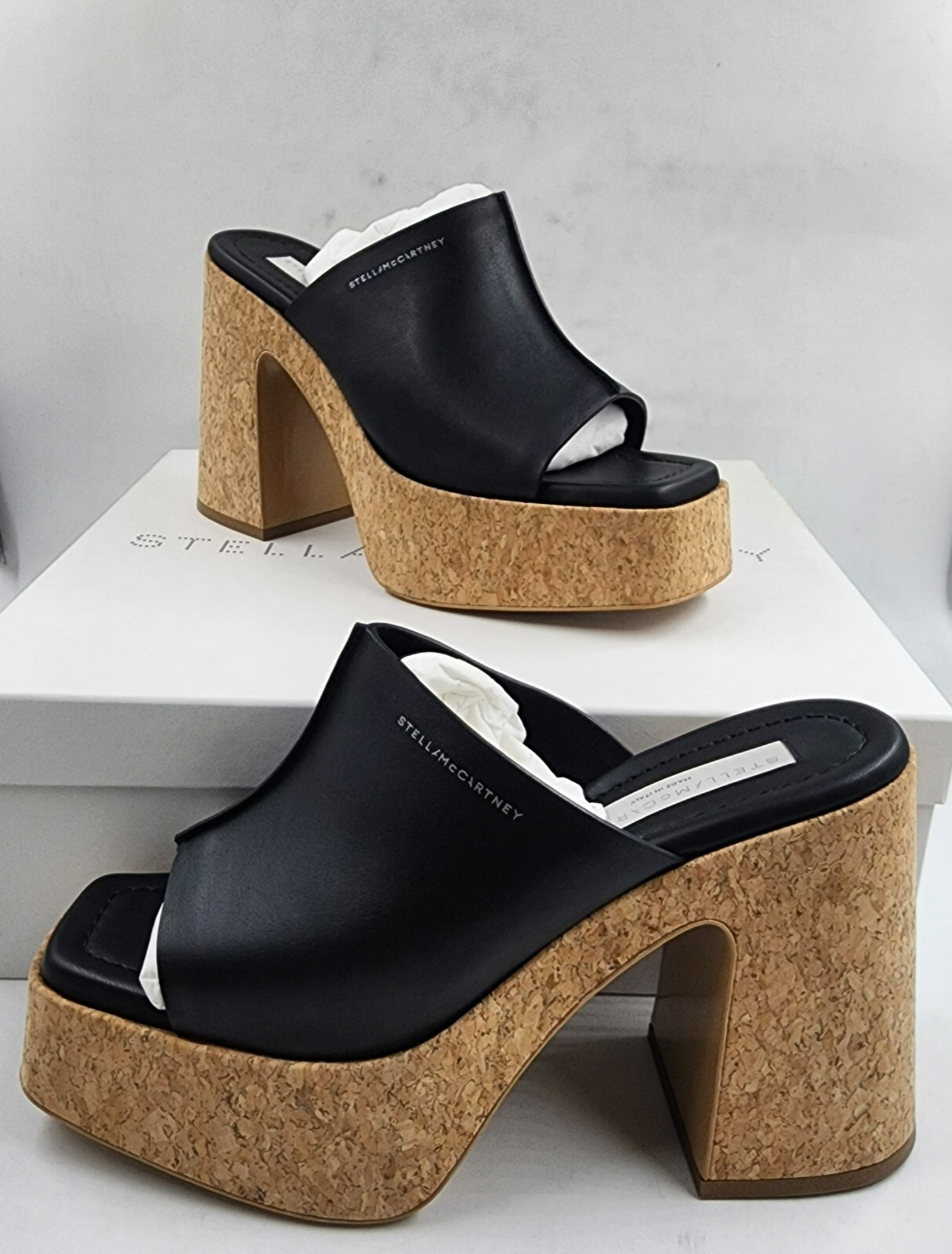 Stella McCartney Skyla Alter Eco Platform Sandals Womens 38.5/8.5US Black SlipOn - Picture 3 of 16