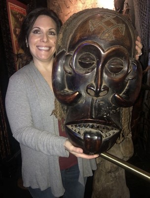 Massive Antique African Congo CHOKWE Wood Carved Mask -Museum Surviving Artifact