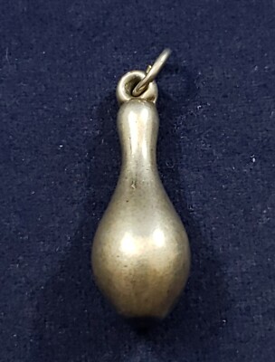 Bowling Pin .925 Sterling Silver Vintage 3D Bracelet Charm