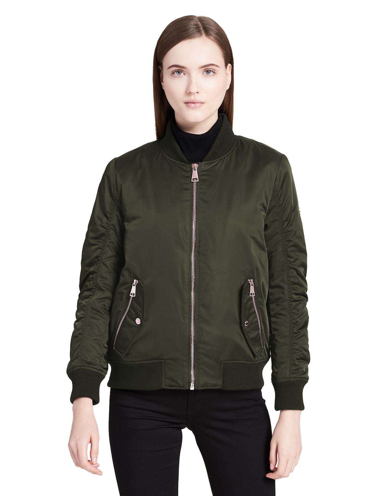 Details about Calvin Klein Womens Green Sateen Ruched Bomber Jacket Coat Sz Medium M 7147 1 Details about Calvin Klein Womens Green Sateen Ruched Bomber Jacket Coat Sz Medium M 7147 1