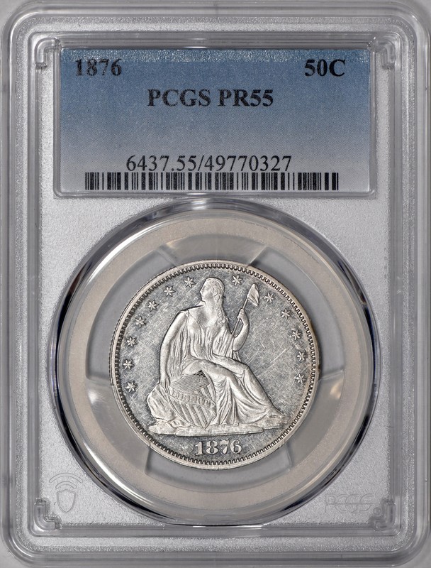 1876 PROOF Seated Liberty Half Dollar 50c PCGS PR55