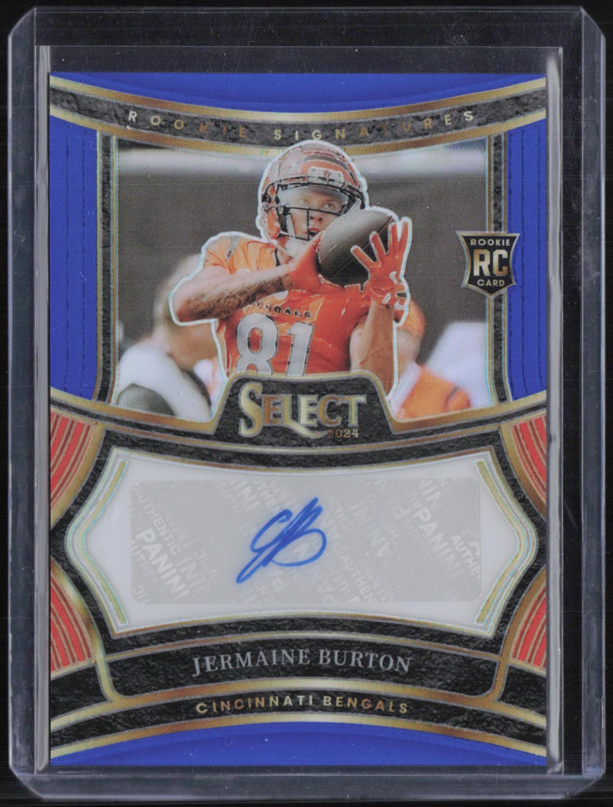 2024 Panini Select  Signatures Blue Jermaine Burton 29/149 Auto RC Rookie