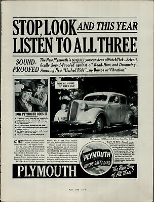 1937 Plymouth Builds Great Cars Sound Proof The Best Buy Vintage Print Ad (Best Car Sound Proofing)