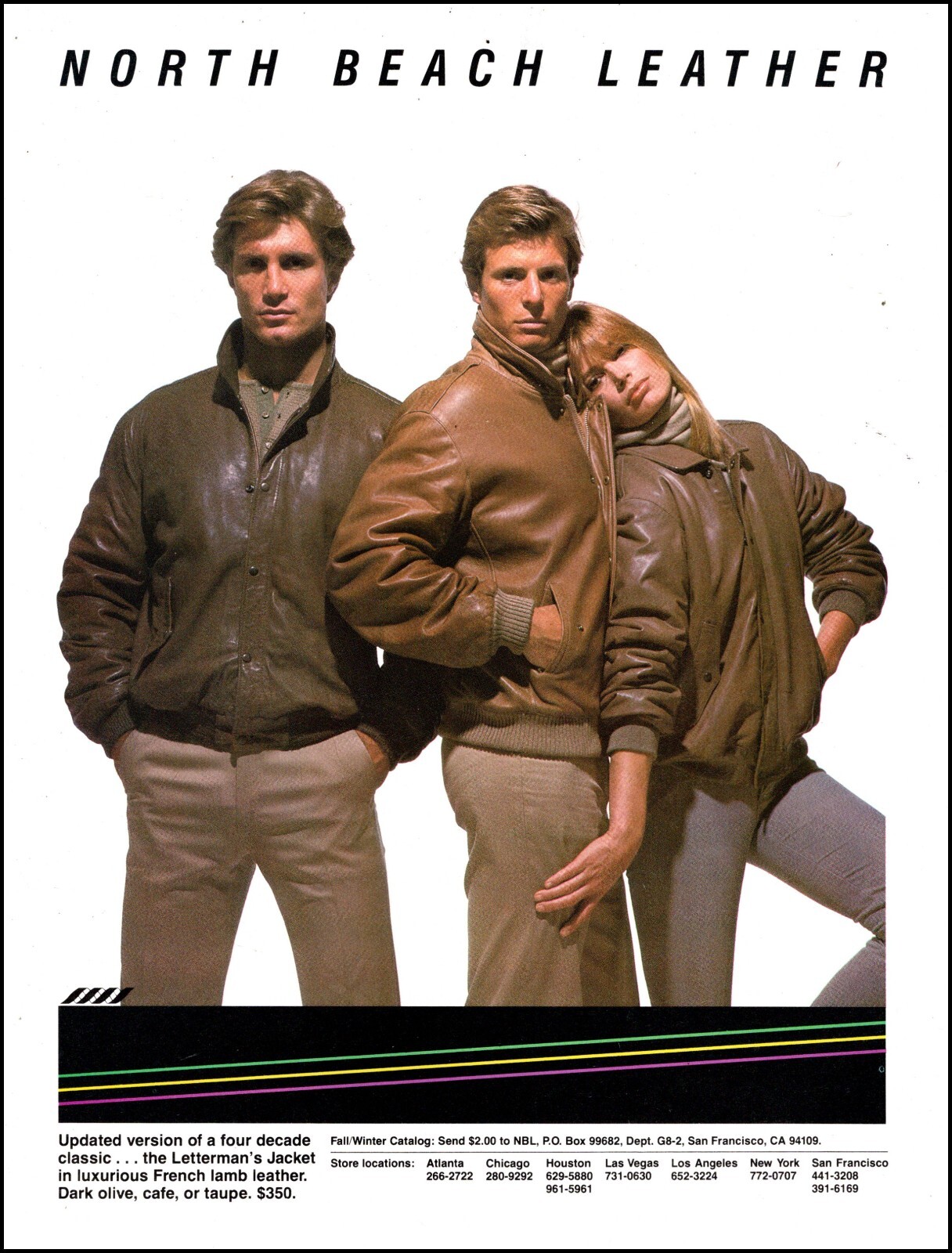 1982 vintage Ad for NORTH BEACH LEATHER French Lamb Leather 1982 vintage Ad for NORTH BEACH LEATHER French Lamb Leather