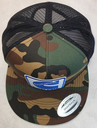 CUMMINS TURBO DIESEL Patch on Yupoong 6006 Trucker Hat Snapback Camo/Black
