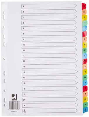 Q-Connect Multi-Punched A-Z 20-Part Reinforced Multi-Colour A4 Index Pre-Printed