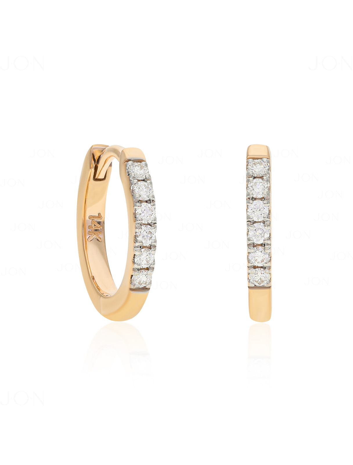 14K Gold 0.18 Ct Natural Diamond Tiny Huggie Hoop Earrings for Women