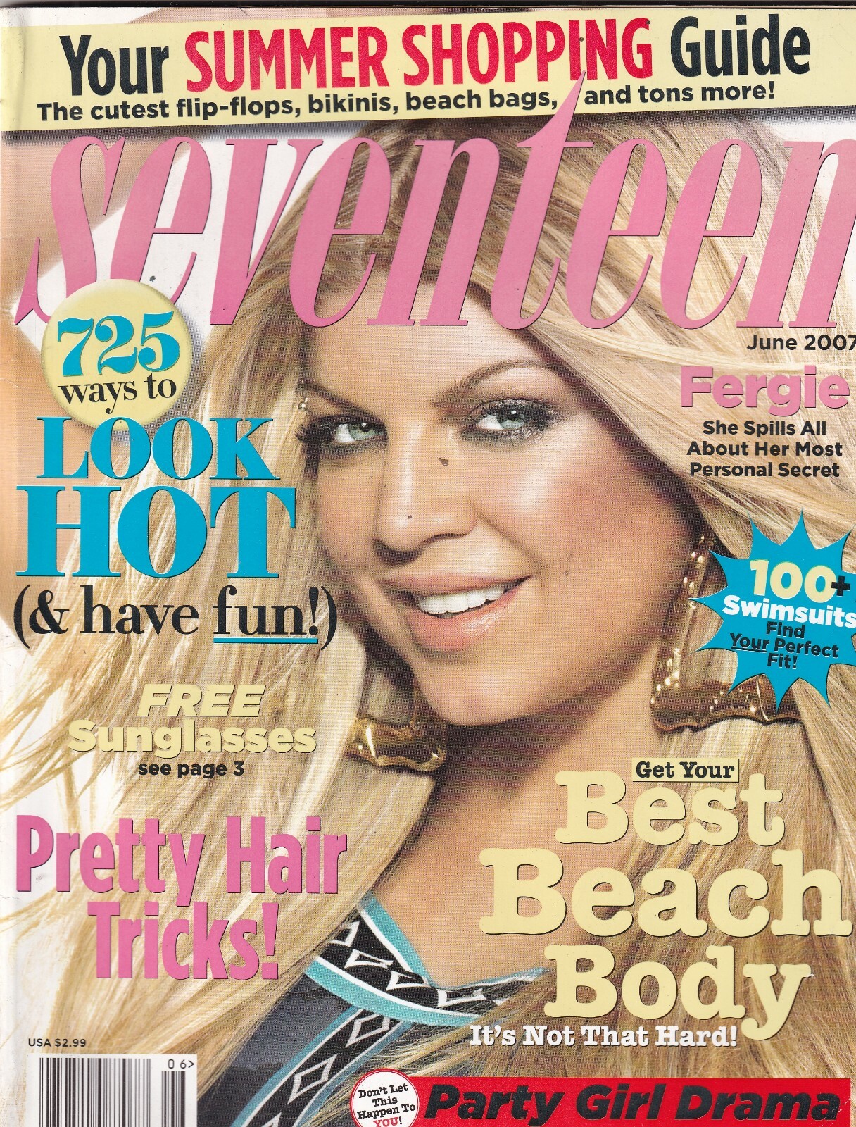 海外　ティーン　雑誌 Seventeen Mag Fergie Ferg 725 Ways To Look Hot June 2007