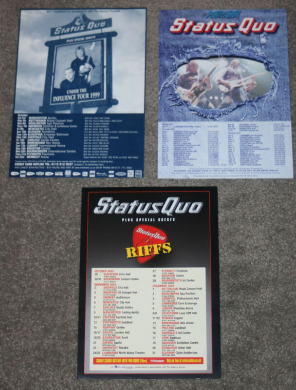 Status Quo - Lot of three (3) UK tour flyers concert flyers handbills